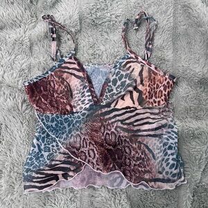 SHEIN Multicolor Animal Print Crop Top